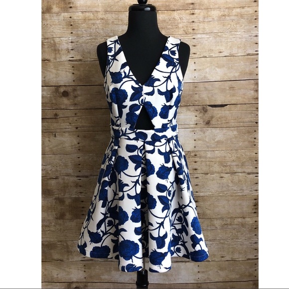 topshop blue floral sleeveless dress